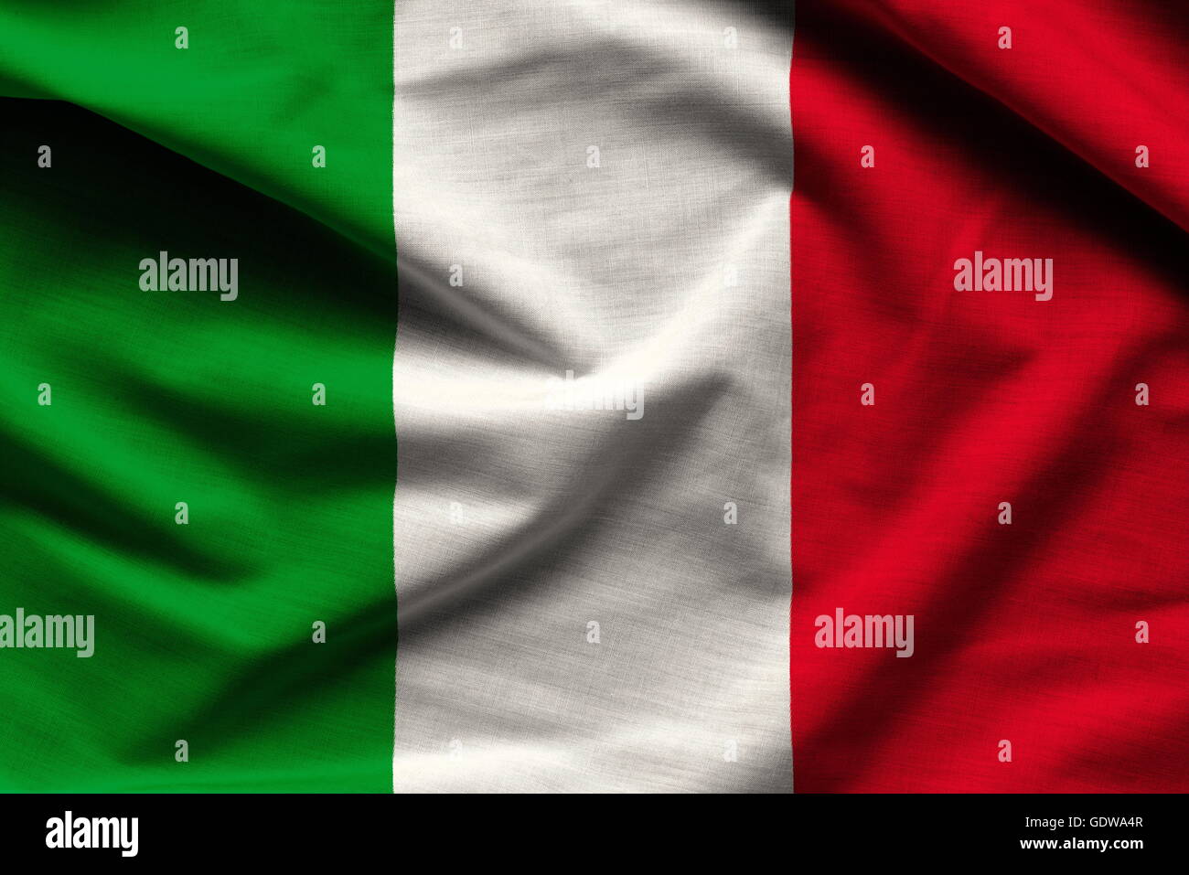 Bandiera Italiana - Italia - tessuto di sfondo, sfondi, close-up Foto Stock