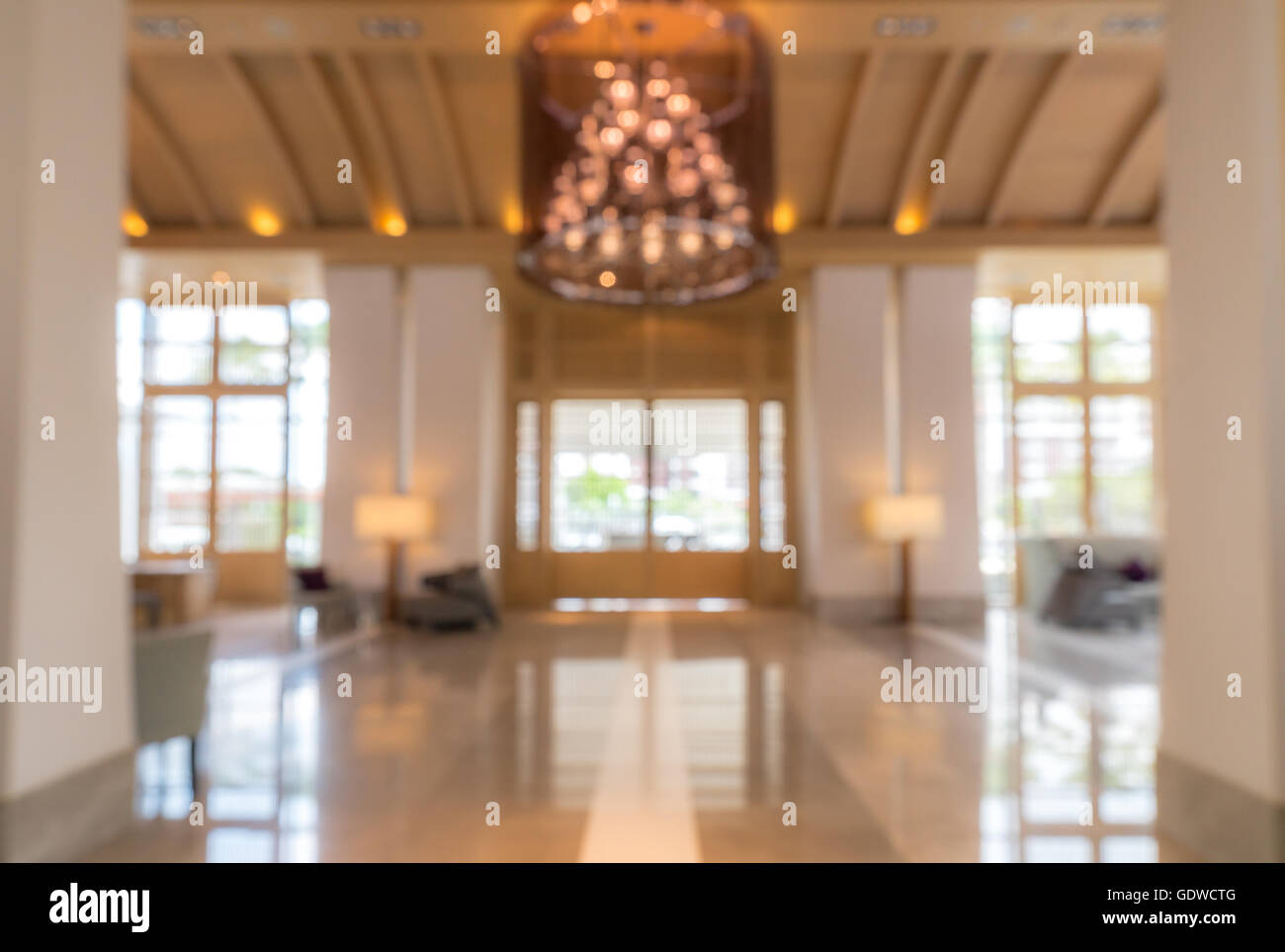 Abstract hotel di sfocatura dello sfondo della lobby Foto Stock
