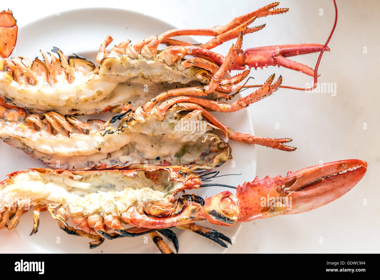 Grigliata di aragosta fresca gourmet cucina a base di pesce Foto Stock