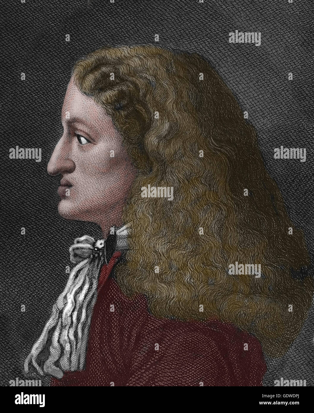 Il re Carlo II di Spagna (1661-1700). Ritratto. Incisione del XIX secolo. Colore. Foto Stock