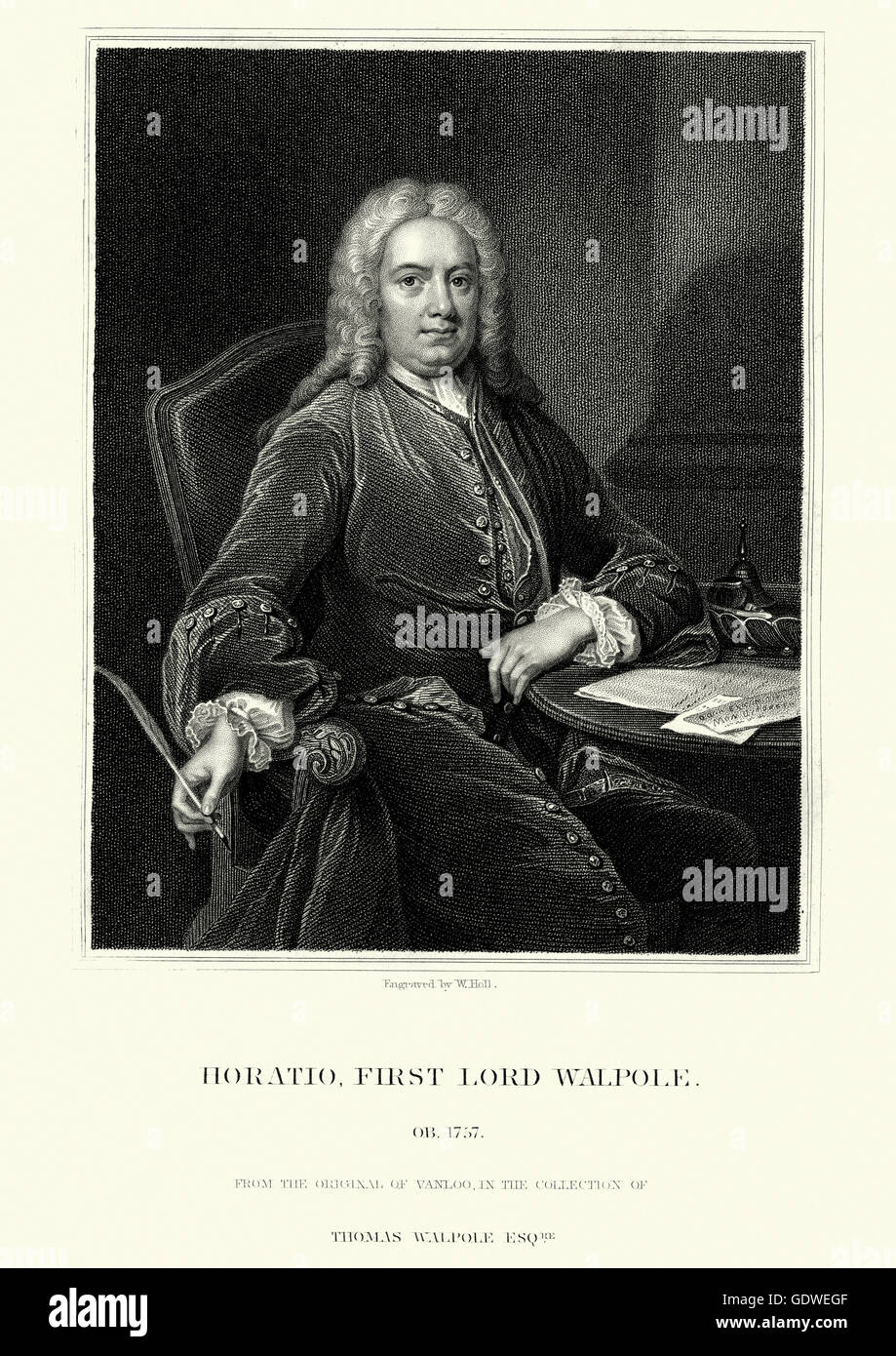 Ritratto di Orazio Walpole, primo Baron Walpole (8 dicembre 1678 - 5 febbraio 1757), diplomatico inglese Foto Stock