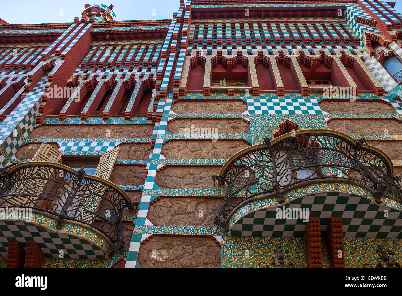 Dettaglio della Casa Vicens di Antoni Gaudí,Barcelona, Catalogna, Spagna Foto Stock