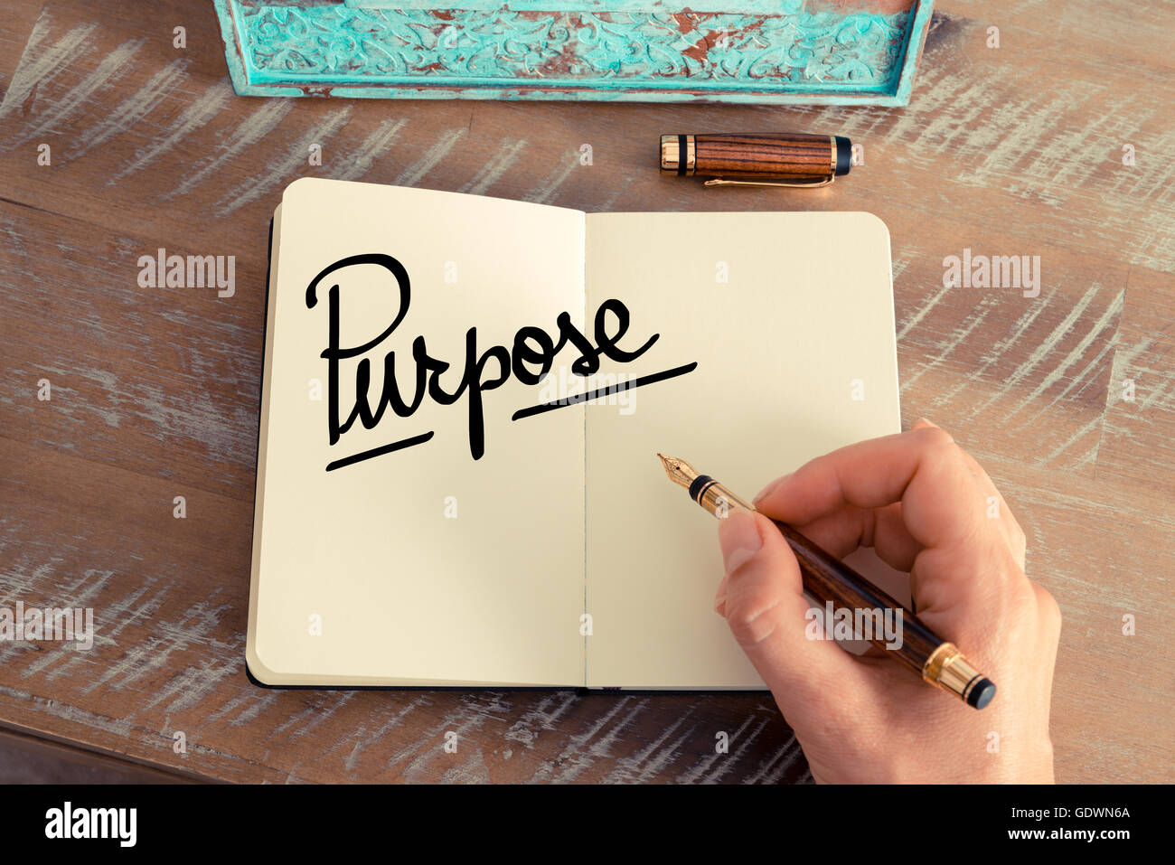 Il testo scritto a mano scopo come concetto di immagine. Foto Stock