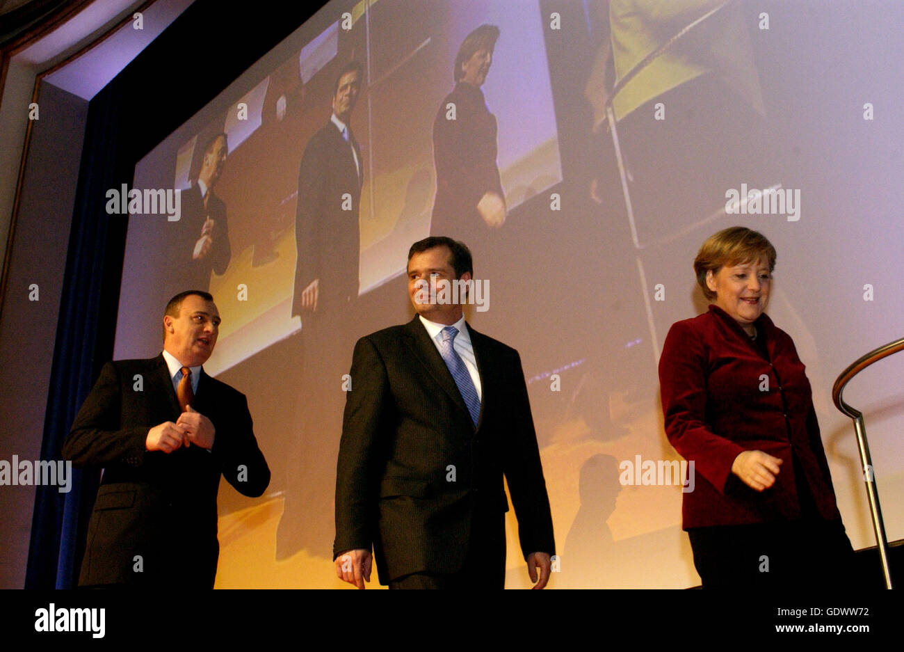 Schmitt, Merkel e Pflueger Foto Stock