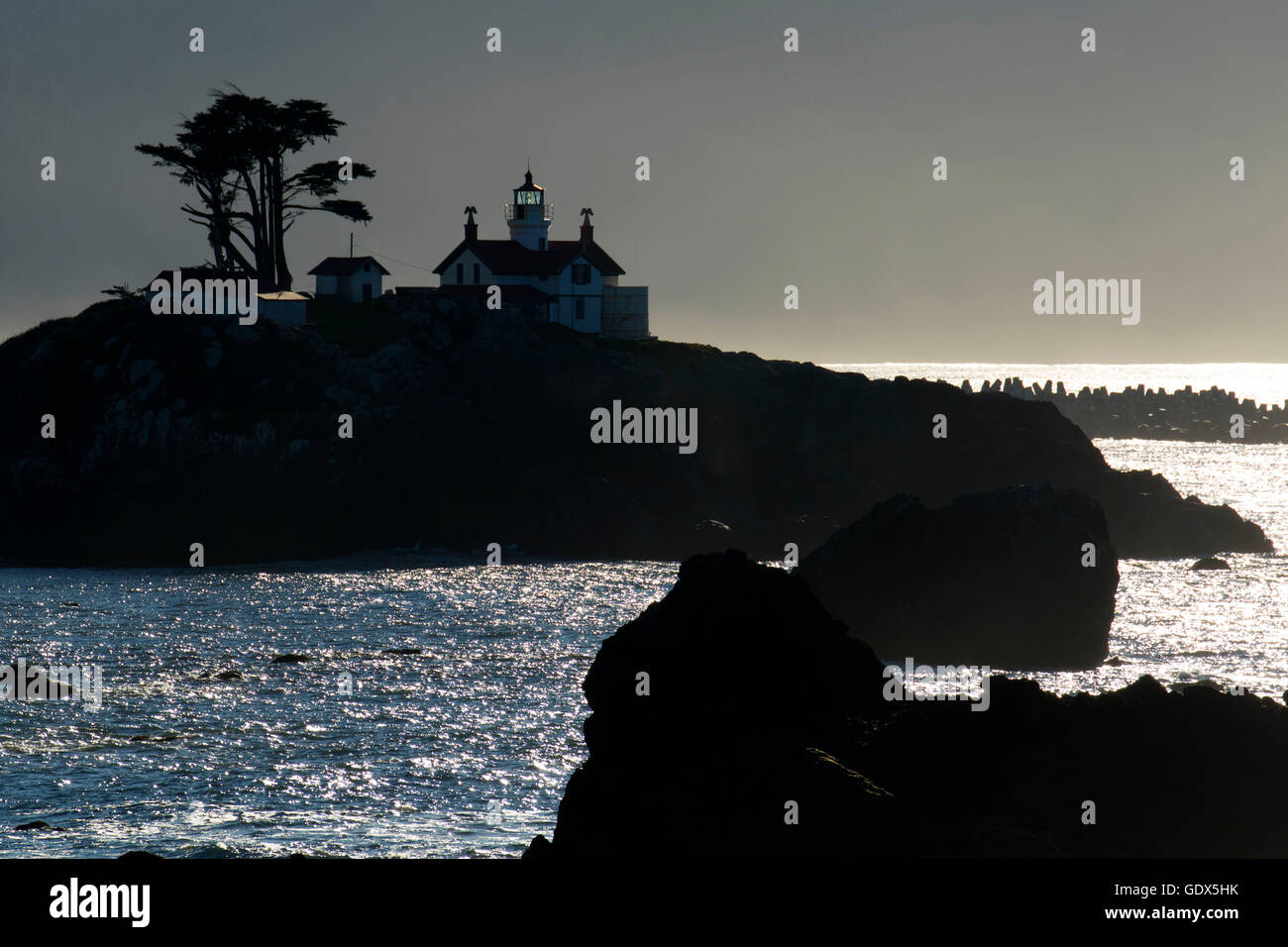 Battery Point Lighthouse, Pebble Beach Park Crescent City, California Foto Stock