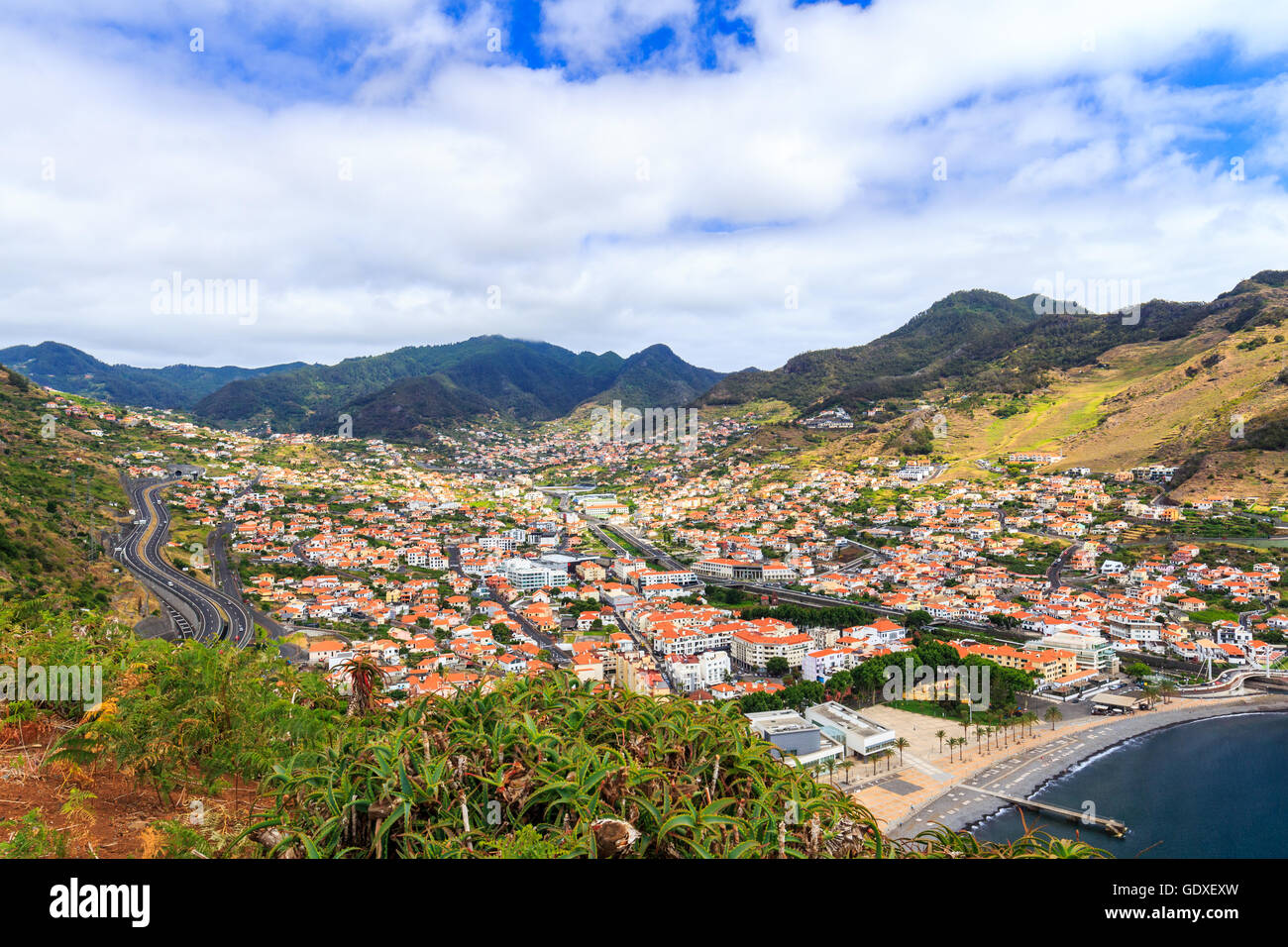 Queimada o Francicso Alvares Nobrega Viewpoint a Machico bay, Madeira, Portogallo Foto Stock