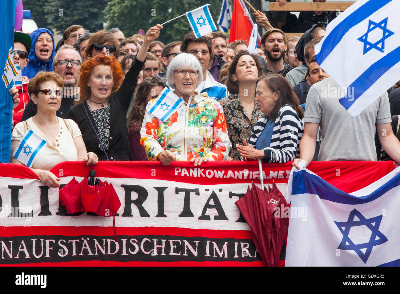 Pro-Israel dimostrazione presso la Al-Quds giornata a Berlino, Germania, 2014 Foto Stock