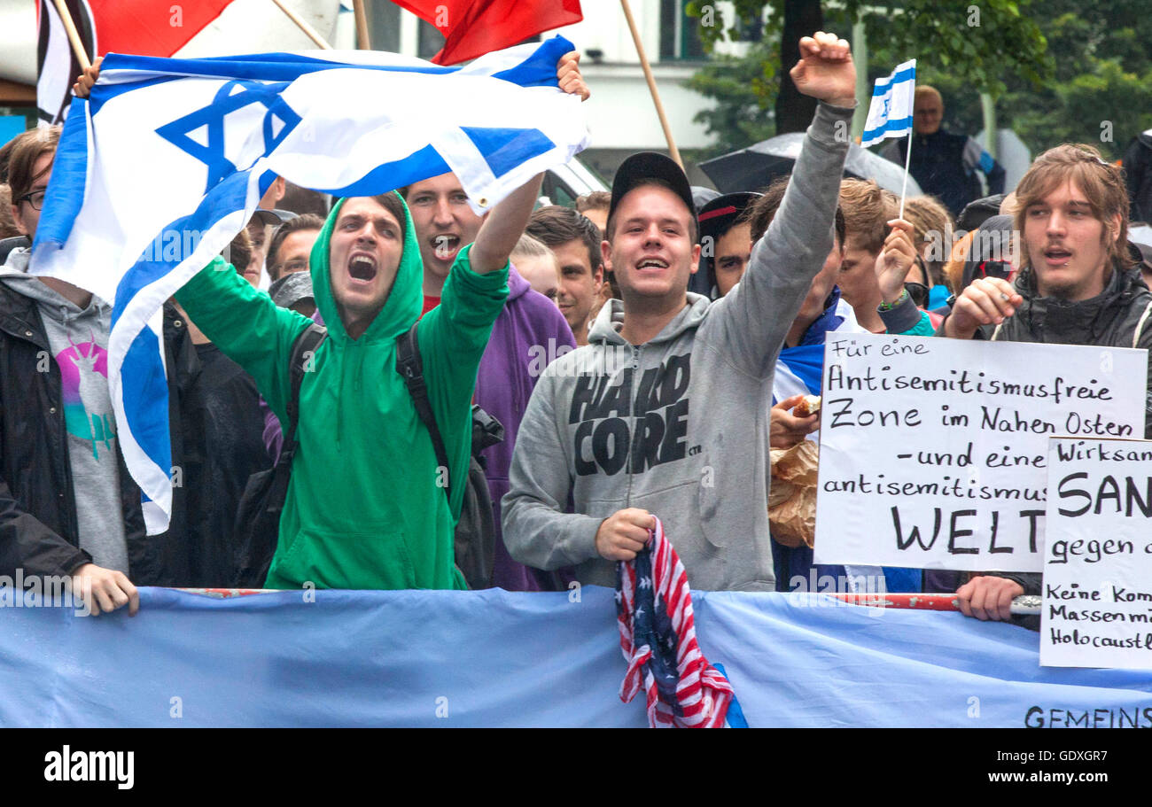 Pro-Israel dimostrazione presso la Al-Quds giornata a Berlino, Germania, 2014 Foto Stock