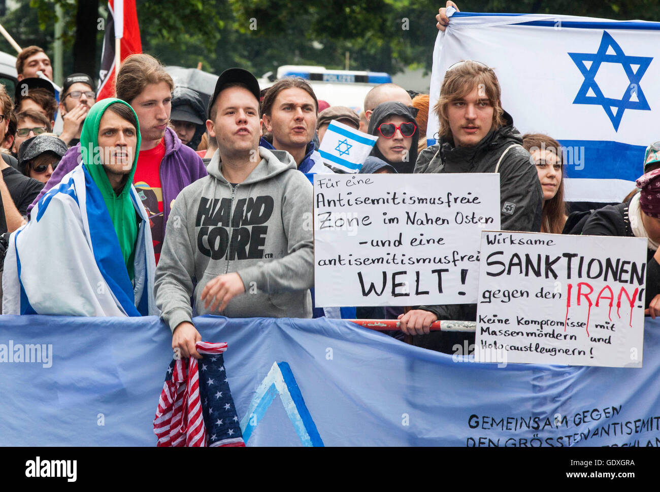 Pro-Israel dimostrazione presso la Al-Quds giornata a Berlino, Germania, 2014 Foto Stock