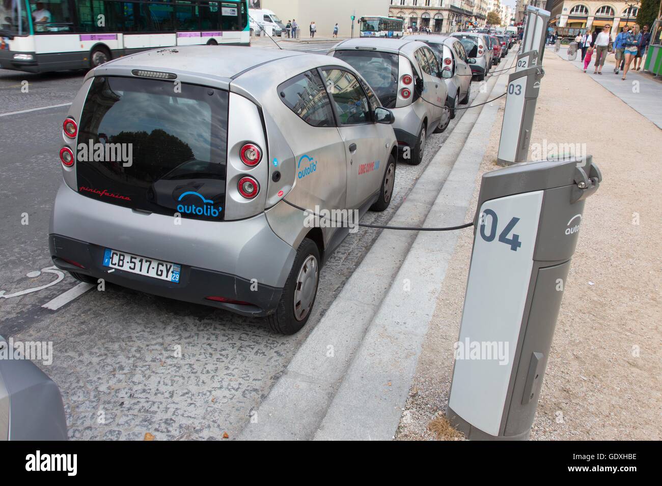 Stazione di ricarica per auto elettriche a Parigi, Francia, 2014 Foto Stock