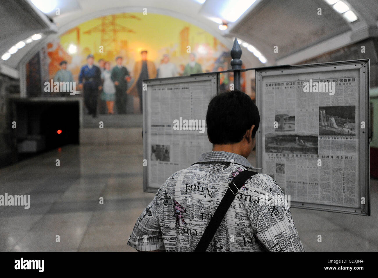 La stazione della metropolitana di Pyongyang Foto Stock