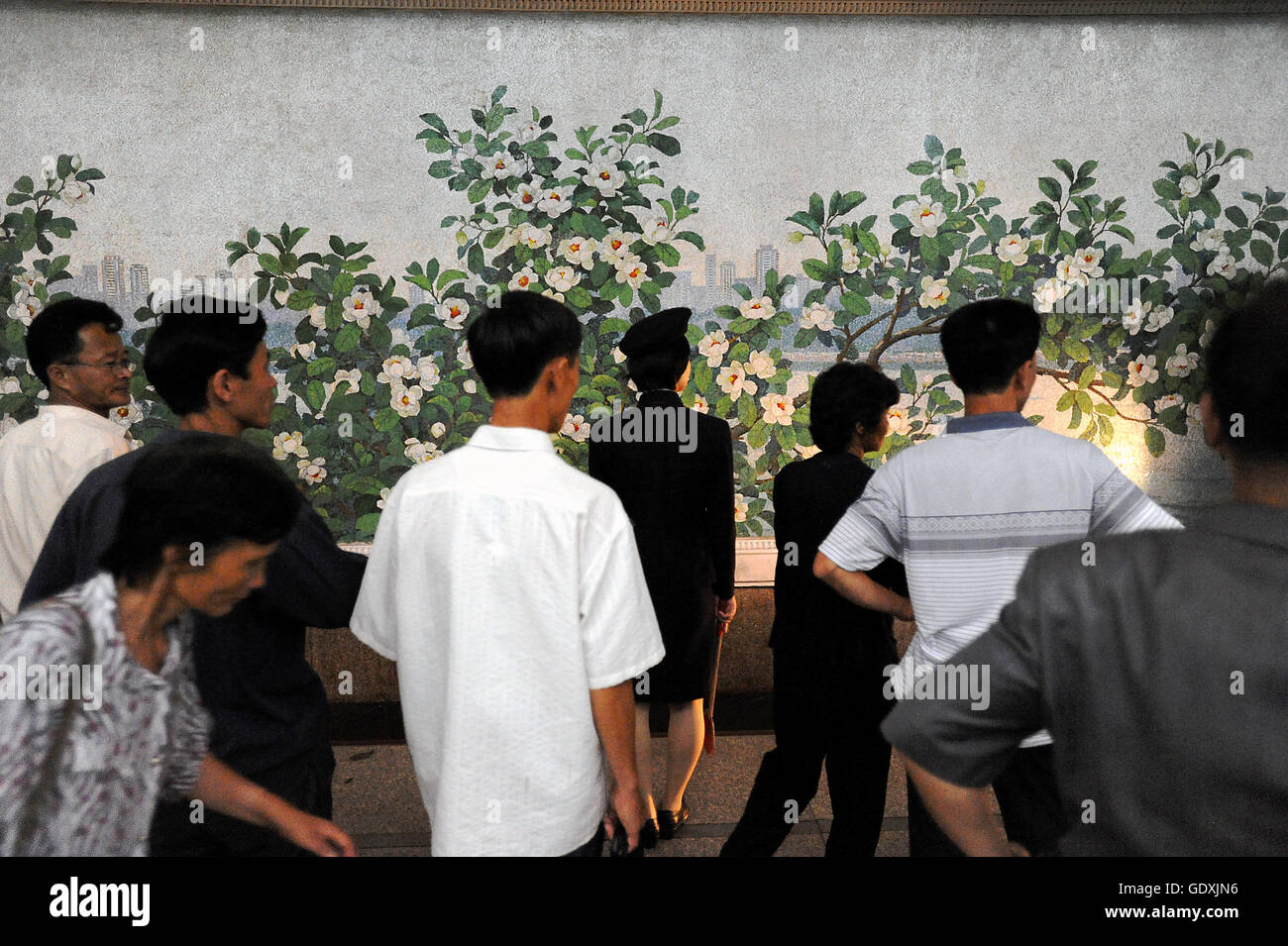 La stazione della metropolitana di Pyongyang Foto Stock