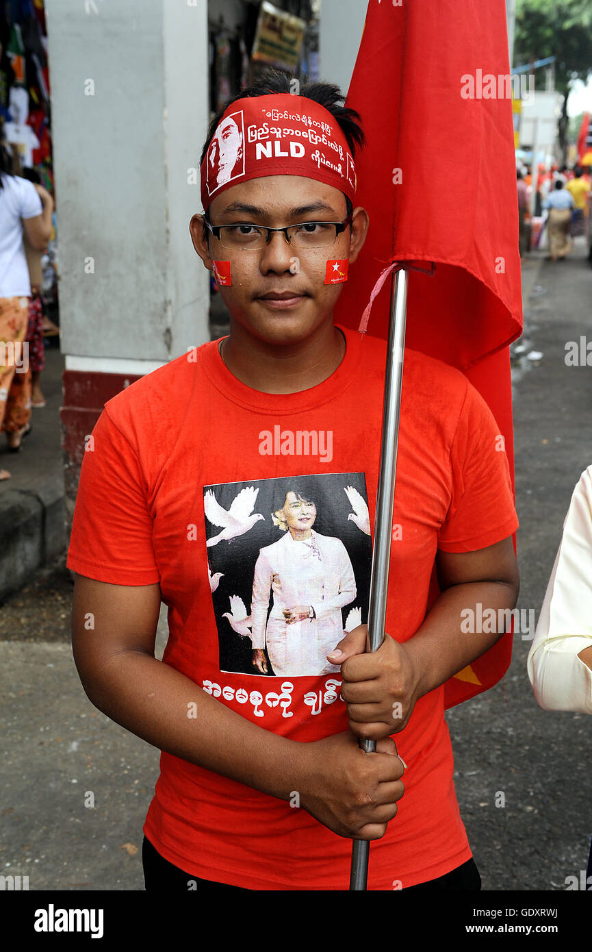 MYANMAR. Yangon. 2015. NLD campagna di partito Foto Stock
