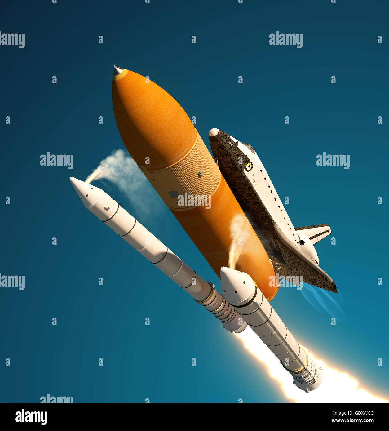 Space Shuttle a razzo a propellente solido Separazione dei booster Foto  stock - Alamy