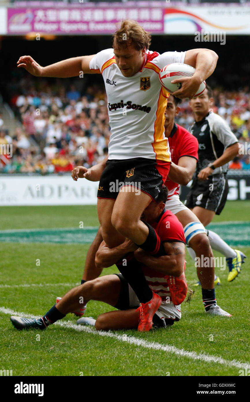 Il tedesco Rugby squadra nazionale a Hong Kong Sevens 2016 Foto Stock