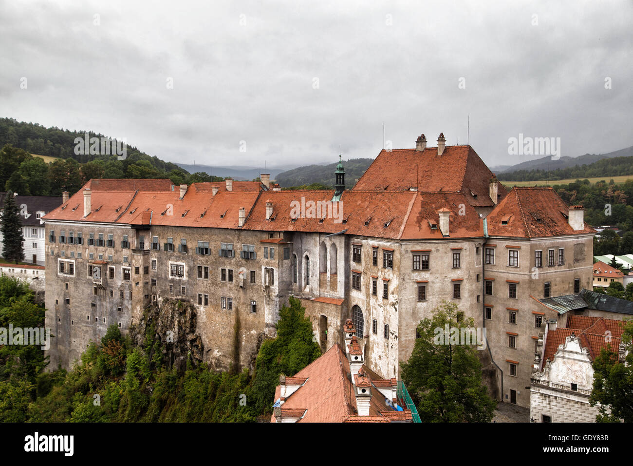 Il sito patrimonio mondiale dell'Unesco di Ceske Krumlov nella Repubblica Ceca. In prossimità del famoso castello di Krumlov Foto Stock