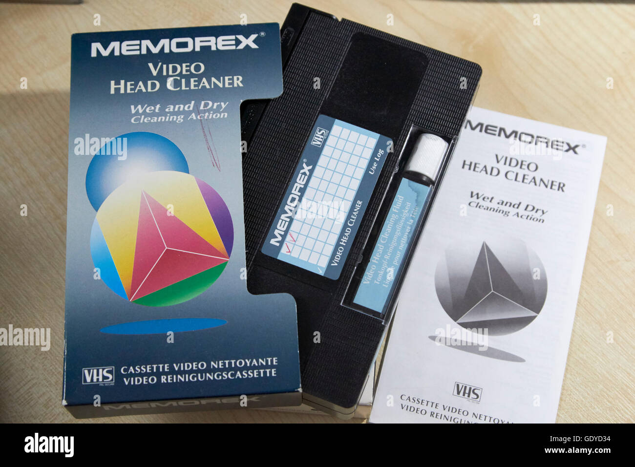 Memorex VHS a umido e a secco Pulitore di testine video Foto Stock