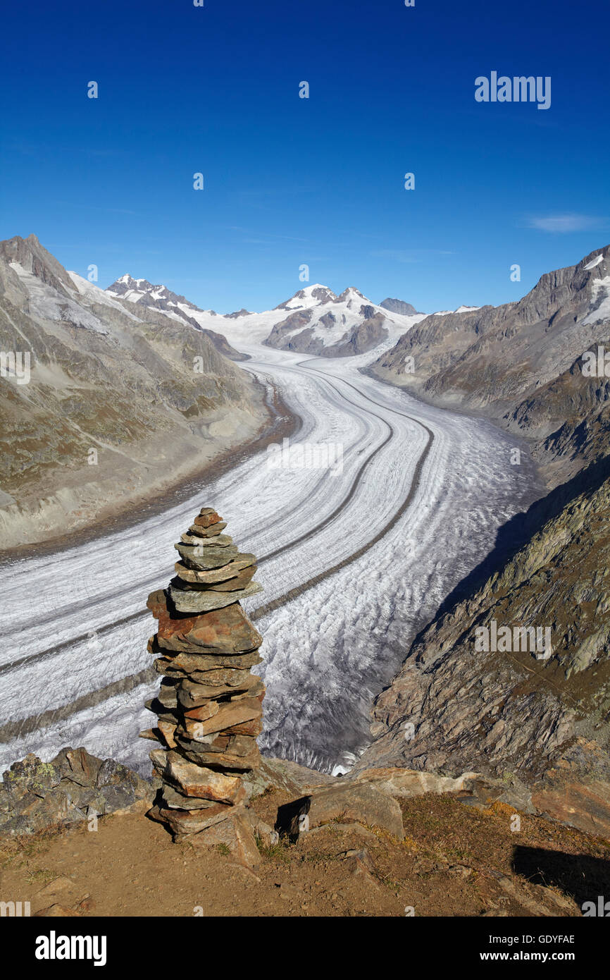 Geografia / viaggi, Svizzera, ghiacciaio di Aletsch dall'Eggishorn, Vallese, Additional-Rights-Clearance-Info-Not-Available Foto Stock