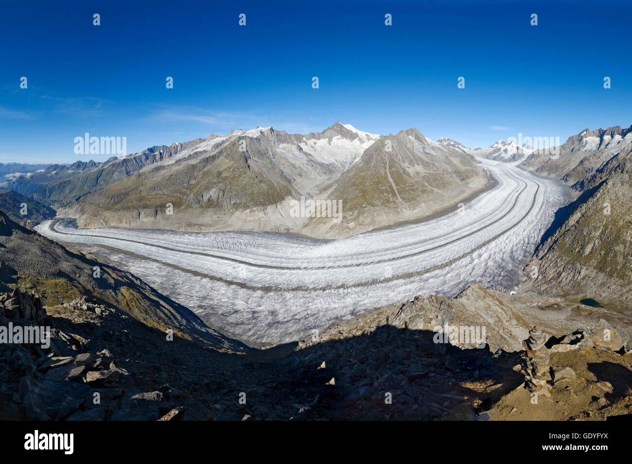 Geografia / viaggi, Svizzera, ghiacciaio di Aletsch dall'Eggishorn, Vallese, Additional-Rights-Clearance-Info-Not-Available Foto Stock