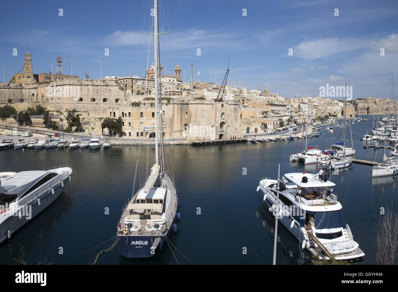 Il porto della città Senglea (L-Isla) sull'isola di Malta. La foto è stata scattata in agosto 2014. Foto: Tom Schulze | Utilizzo di tutto il mondo Foto Stock