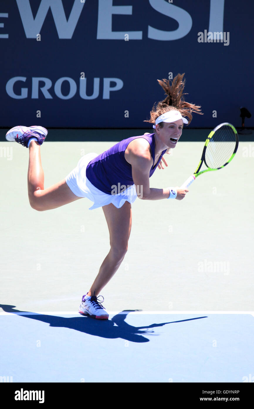 Johanna Konta di Gran Bretagna gioca a tennis alla banca del West Classic a Stanford in California, WTA. Foto Stock