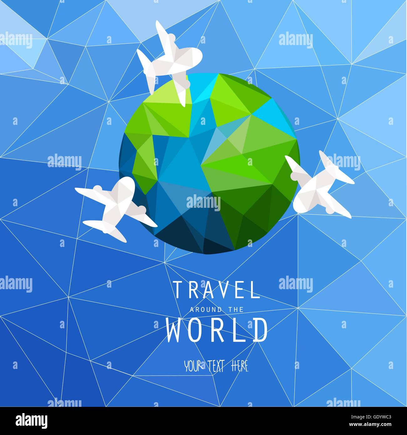 Travelaround il mondo sfondo, low poly e il concetto astratto di testo che è possibile aggiungere a vostra preferenza Illustrazione Vettoriale