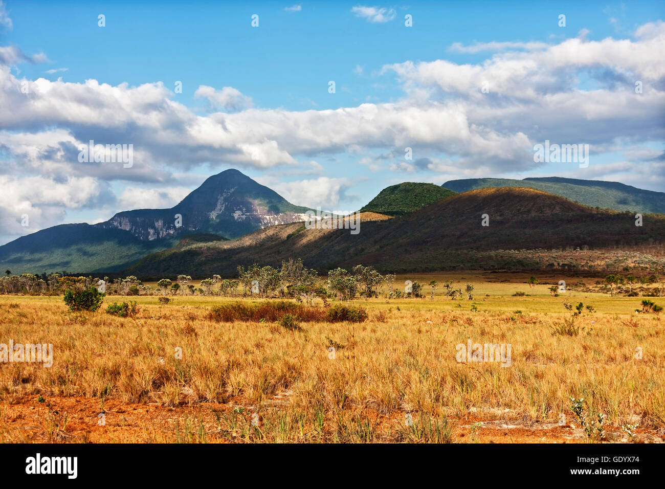 Nuvole ombra della montagna, tabella montagne, il Parco Nazionale di Canaima, Venezuela Foto Stock