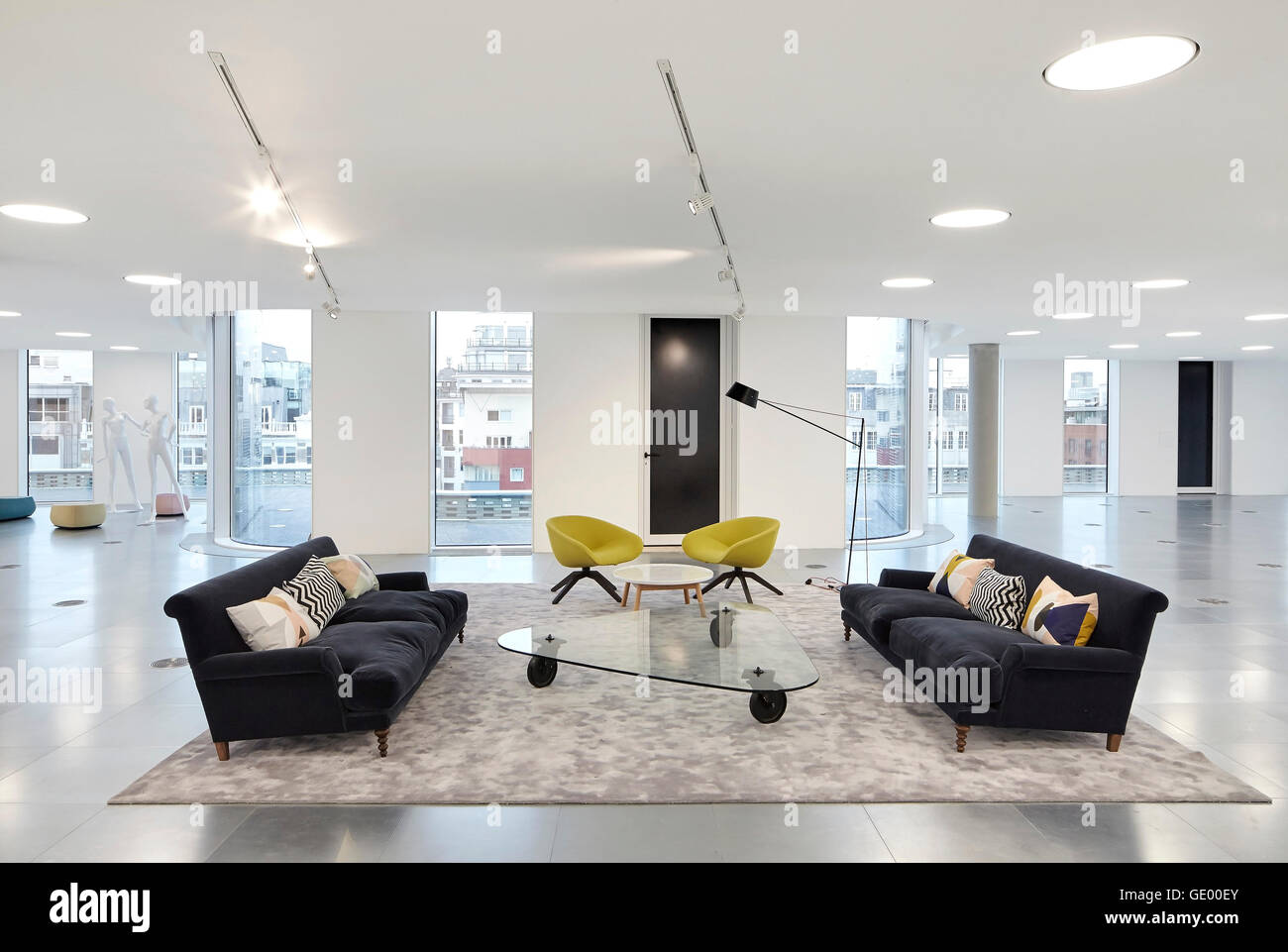 Ufficio arredamento lounge. Edificio Turnmill, Londra, Regno Unito. Architetto: Piercy & Company, 2015. Foto Stock