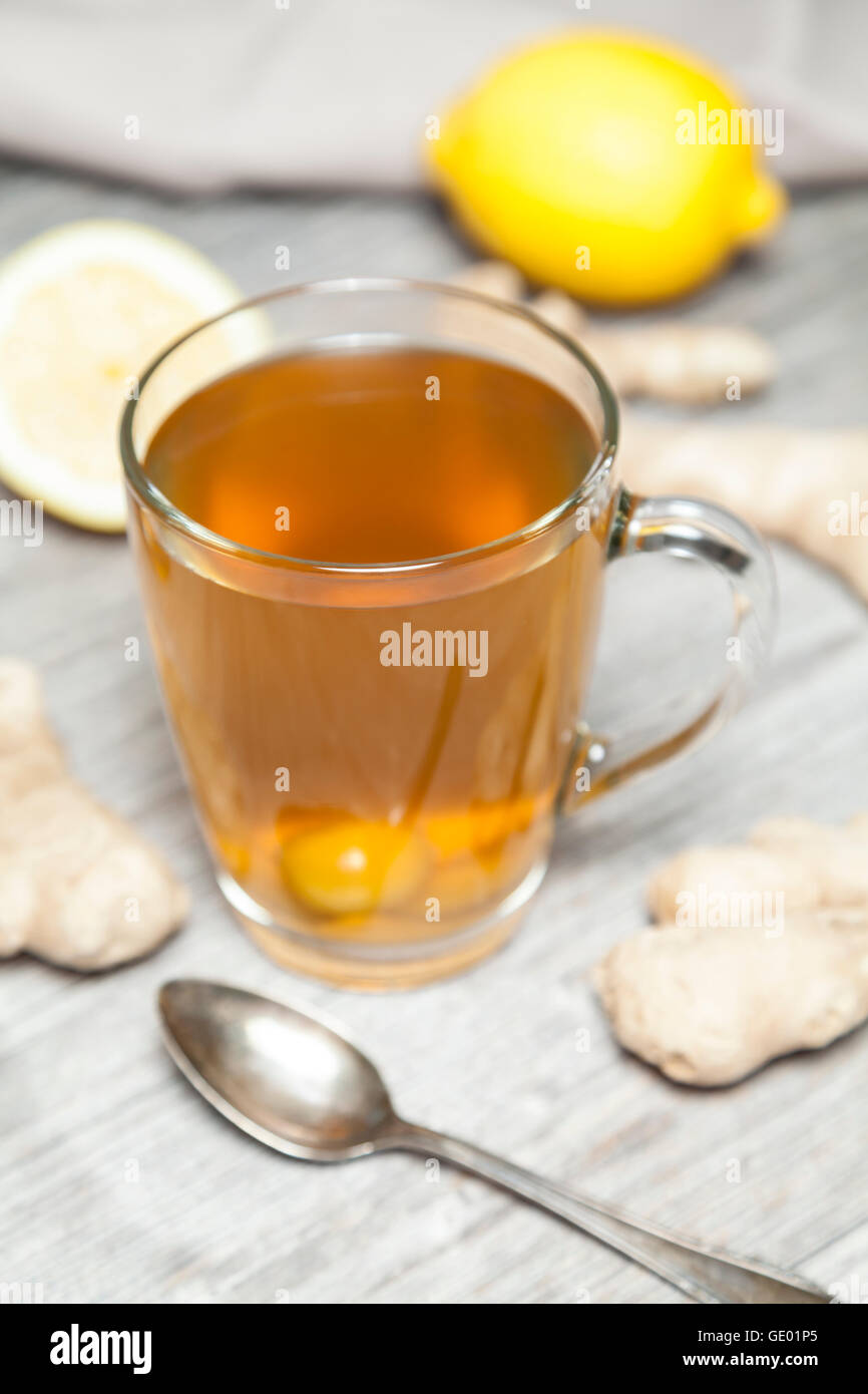 Il tè allo zenzero con il limone Foto Stock