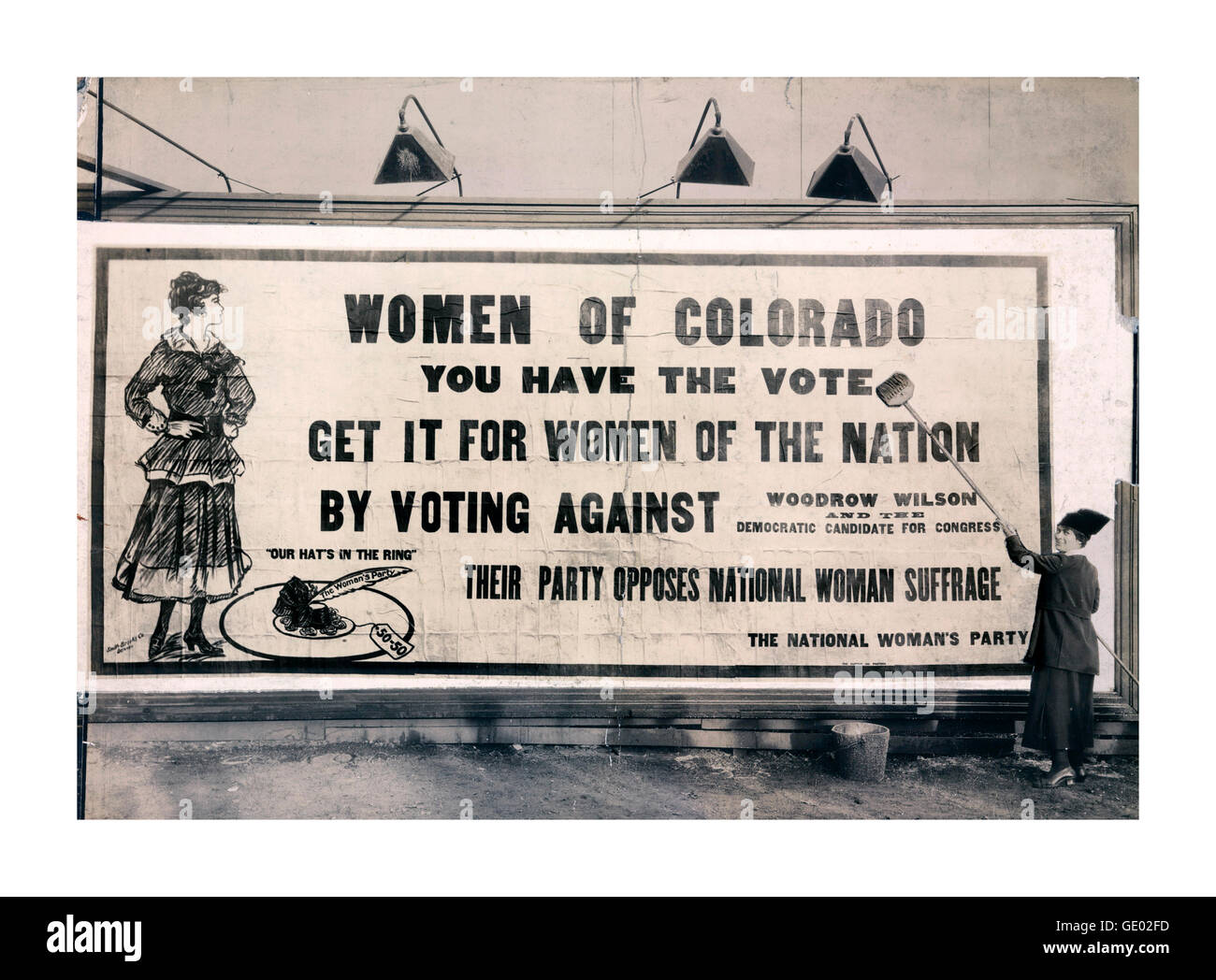 Tabellone a Denver per la Nazionale Femminile parte circa 1916 Foto Stock