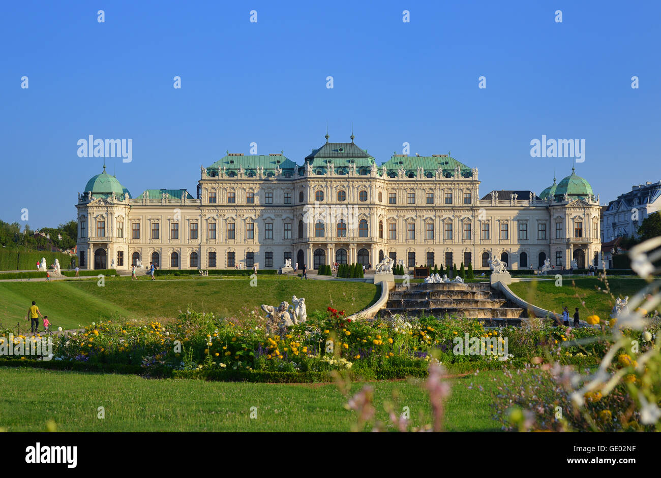 Il palazzo barocco " Il Belvedere Superiore" a Vienna è parte della residenza estiva del principe Eugenio di Savoia. Foto Stock
