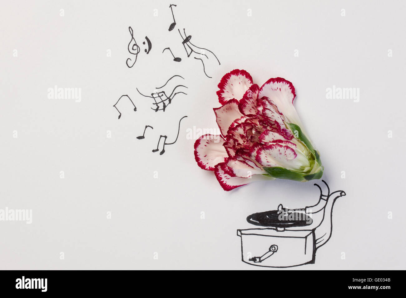 Illustrazione di un fonografo riproduzione di musica Foto Stock