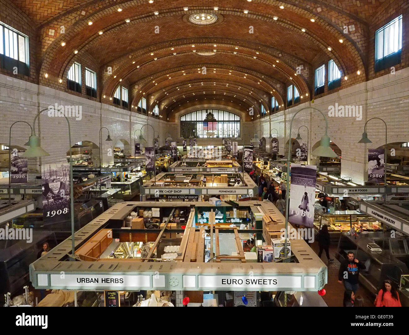 Mercato Westside downtown Cleveland, Ohio, Stati Uniti. Il più antico indoor e outdoor market in Ohio. Foto Stock