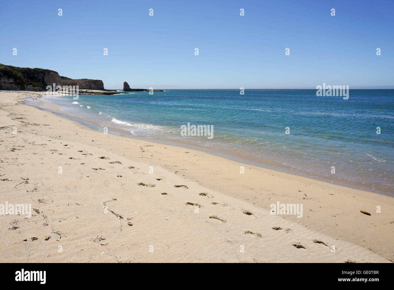 Spiaggia e scogliere sulla costa del Pacifico in California Foto Stock