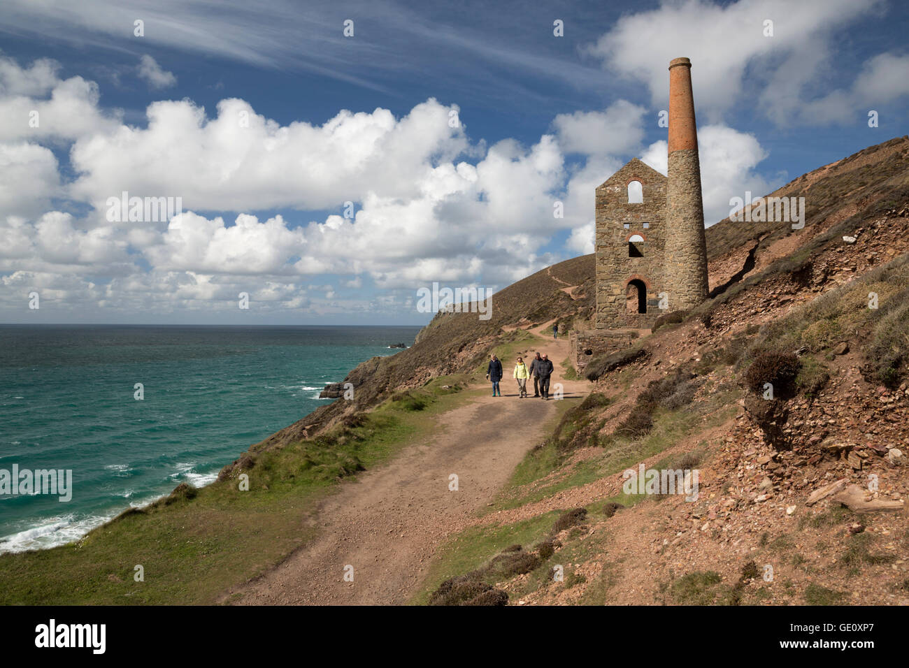 Wheal Coates Casa del motore e la fascia costiera, Sant Agnese, Cornwall, England, Regno Unito, Europa Foto Stock