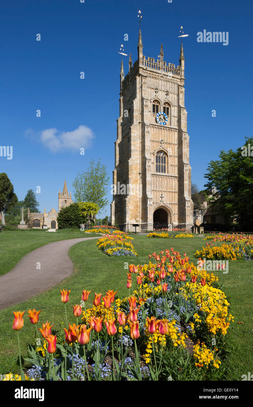 La torre campanaria di Abbey Park, Evesham, Worcestershire, England, Regno Unito, Europa Foto Stock