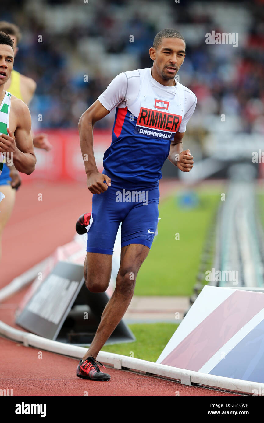 Michael RIMMER concorrenti negli uomini della 800m 2 di calore; 2016 del Campionato Britannico; Birmingham Alexander Stadium Regno Unito. Foto Stock