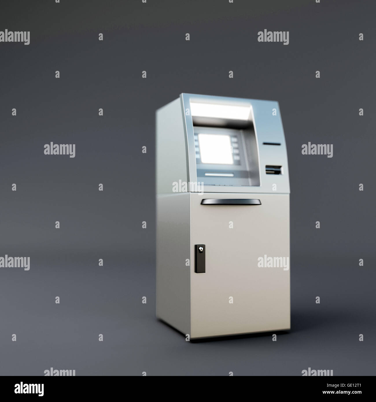 3d'illustrazione di due isolati atm su sfondo grigio scuro Foto Stock