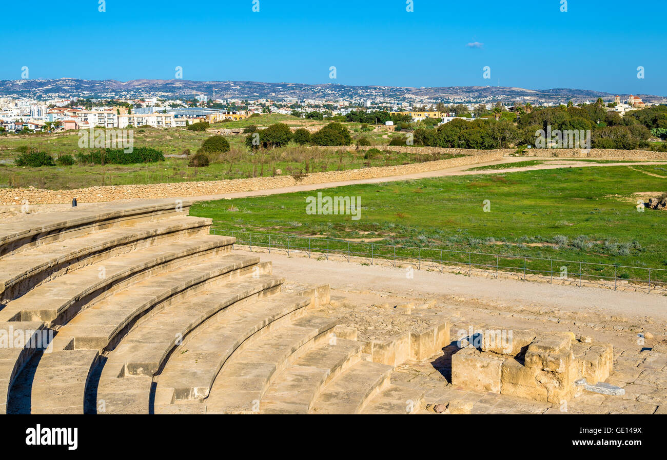 Vista da Odeon anfiteatro in Paphos - Cipro Foto Stock