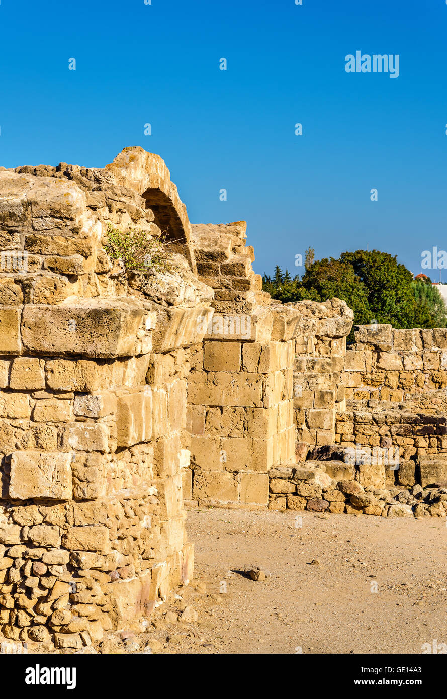 Saranta Kolones, un rovinato fortezza medievale in Paphos - Cipro Foto Stock