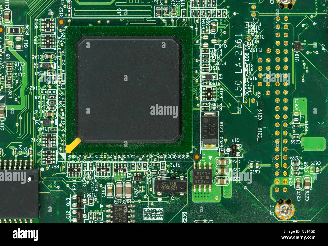 Faccia della scheda madre e chipset cpu sulle macro - possono essere utilizzate per la visualizzazione o il montaggio sui prodotti Foto Stock