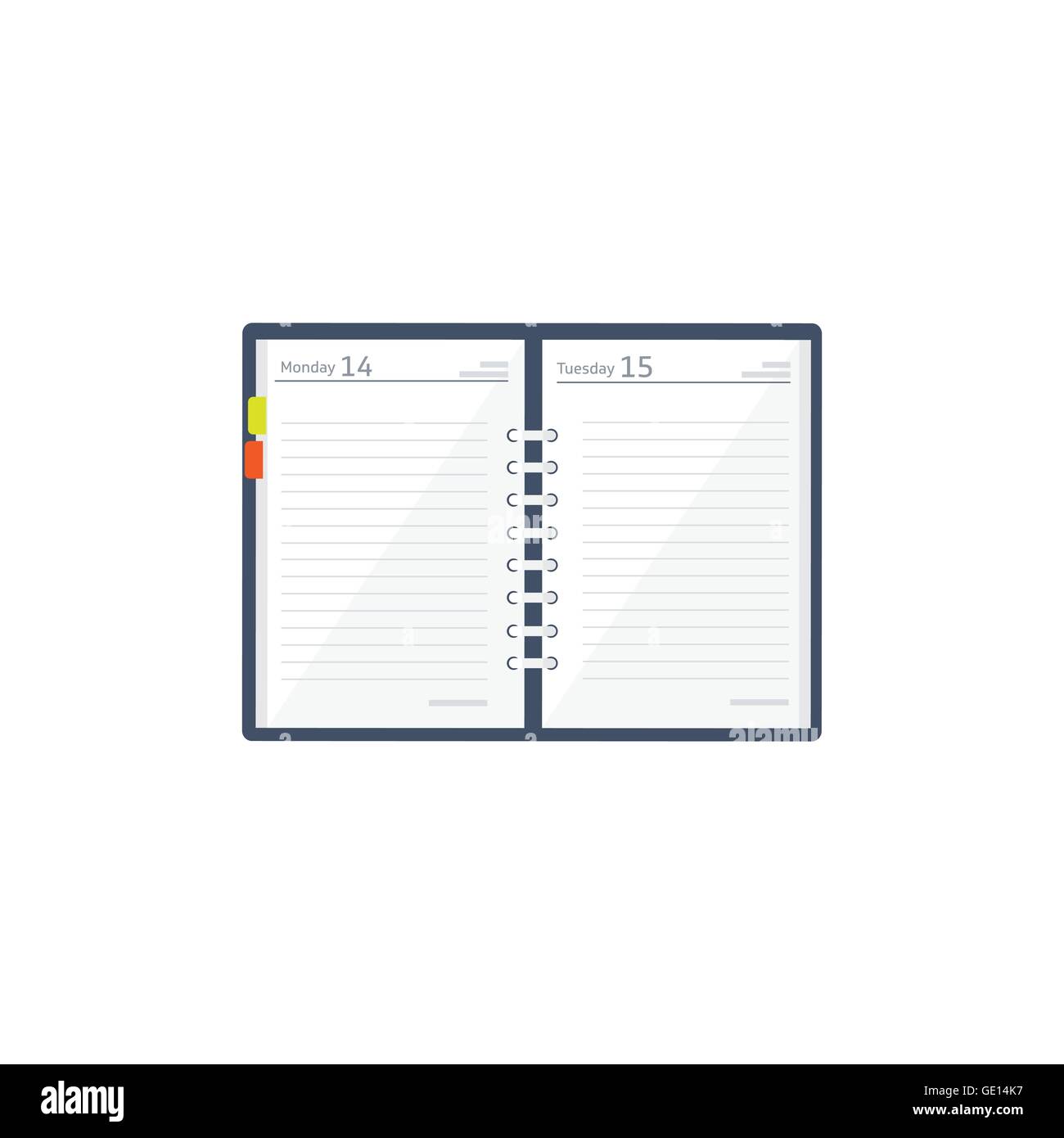 Un notebook in un tipo piatto. Promemoria, diario. Business Planner. Opuscolo. Carta. Illustrazione Vettoriale. Illustrazione Vettoriale