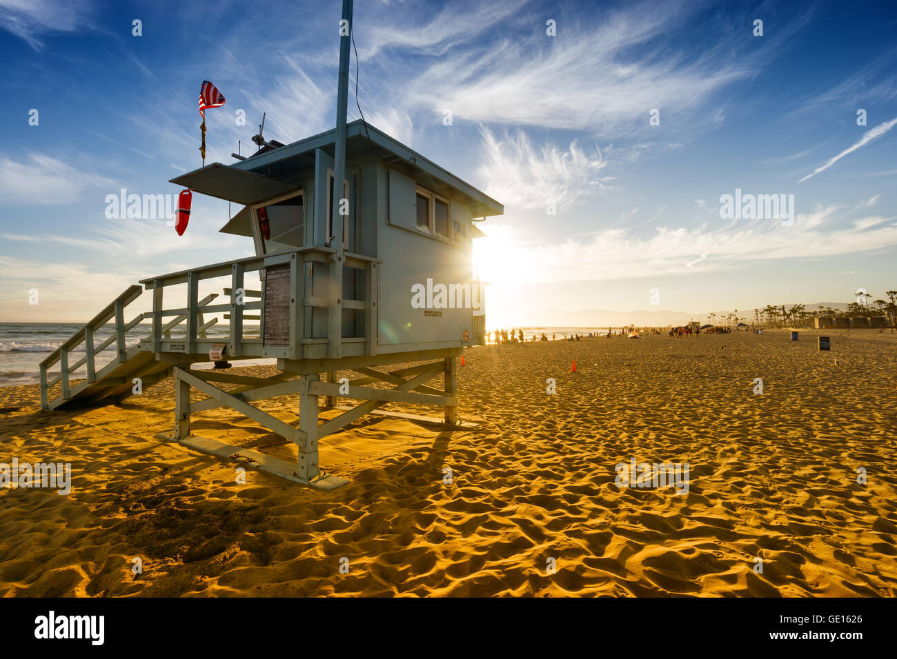 La spiaggia di Venezia al tramonto a Los Angeles, Stati Uniti d'America Foto Stock