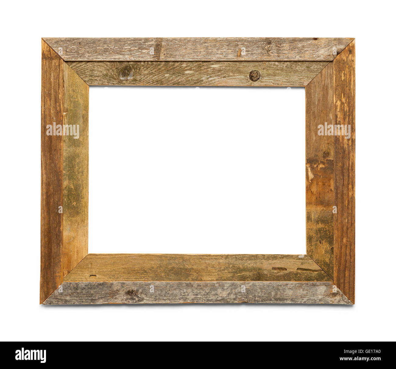 In legno antico Picture Frame isolati su sfondo bianco. Foto Stock