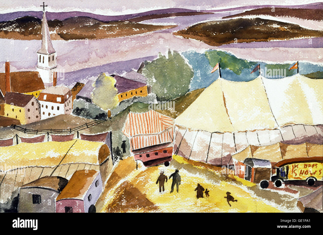 Hugh Collins, il Circus arriva a Treport. Non datato. Acquerello su carta. La Collezione Phillips, Washington, Stati Uniti d'America. Foto Stock
