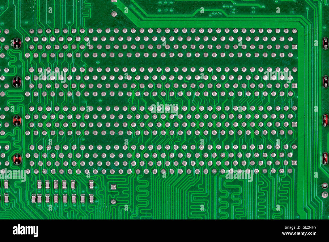 Scheda di circuiti verde, uno sfondo o texture Foto Stock