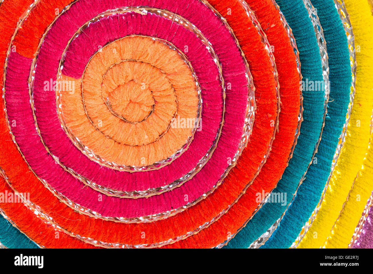 Seta colorata fatturati in rolling round, bellezza colore di sfondo/texture Foto Stock