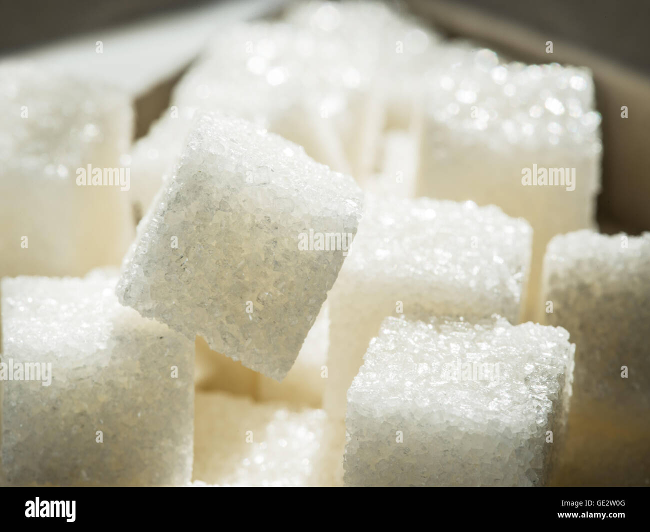 Immagine ravvicinata di bianco zucchero di raffineria. Foto Stock