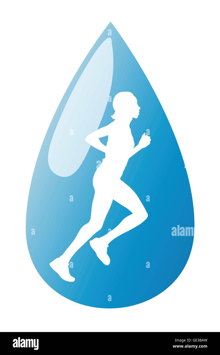 Esecuzione di donna liquido in acqua goccia vettore concetto di sfondo Illustrazione Vettoriale