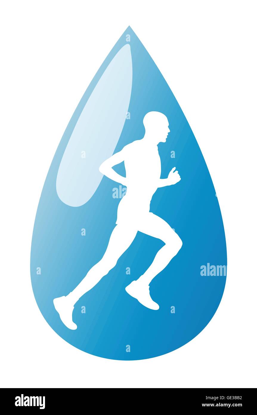 Uomo che corre liquido in acqua goccia vettore concetto di sfondo Illustrazione Vettoriale